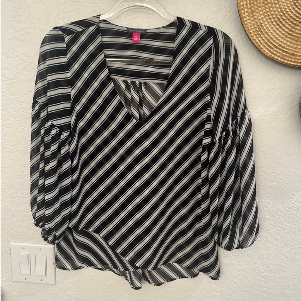 Vince Camuto Black and White Striped Blouse‎ XS